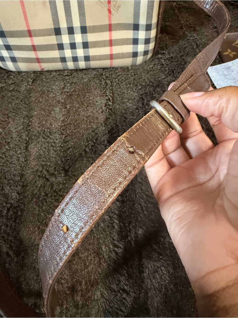 Burberry Beige Check Canvas Crossbody Bag - Picture 9 of 12